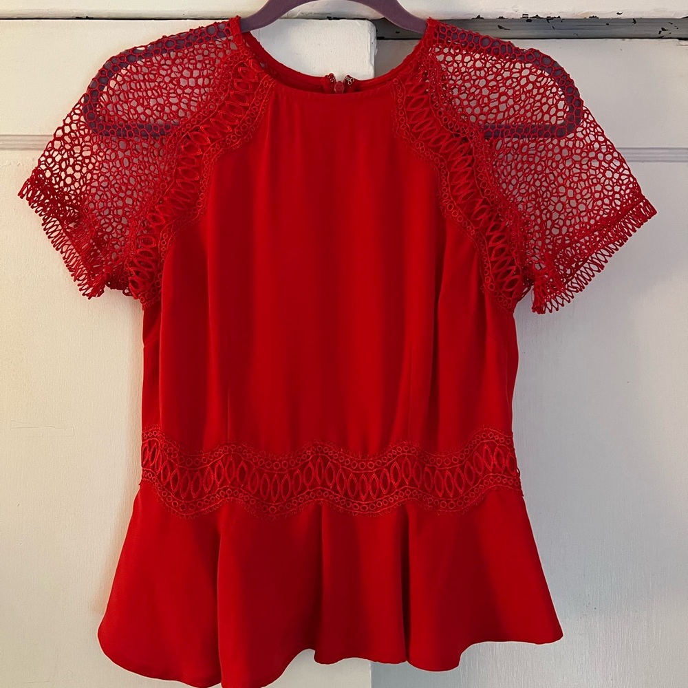 Elegant Red Lace Women's Top